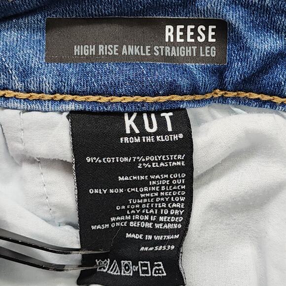 Kut from the Kloth Jeans Womens 6 Blue Reese Tie Waist High Rise Ankle Straight - Picture 4 of 12